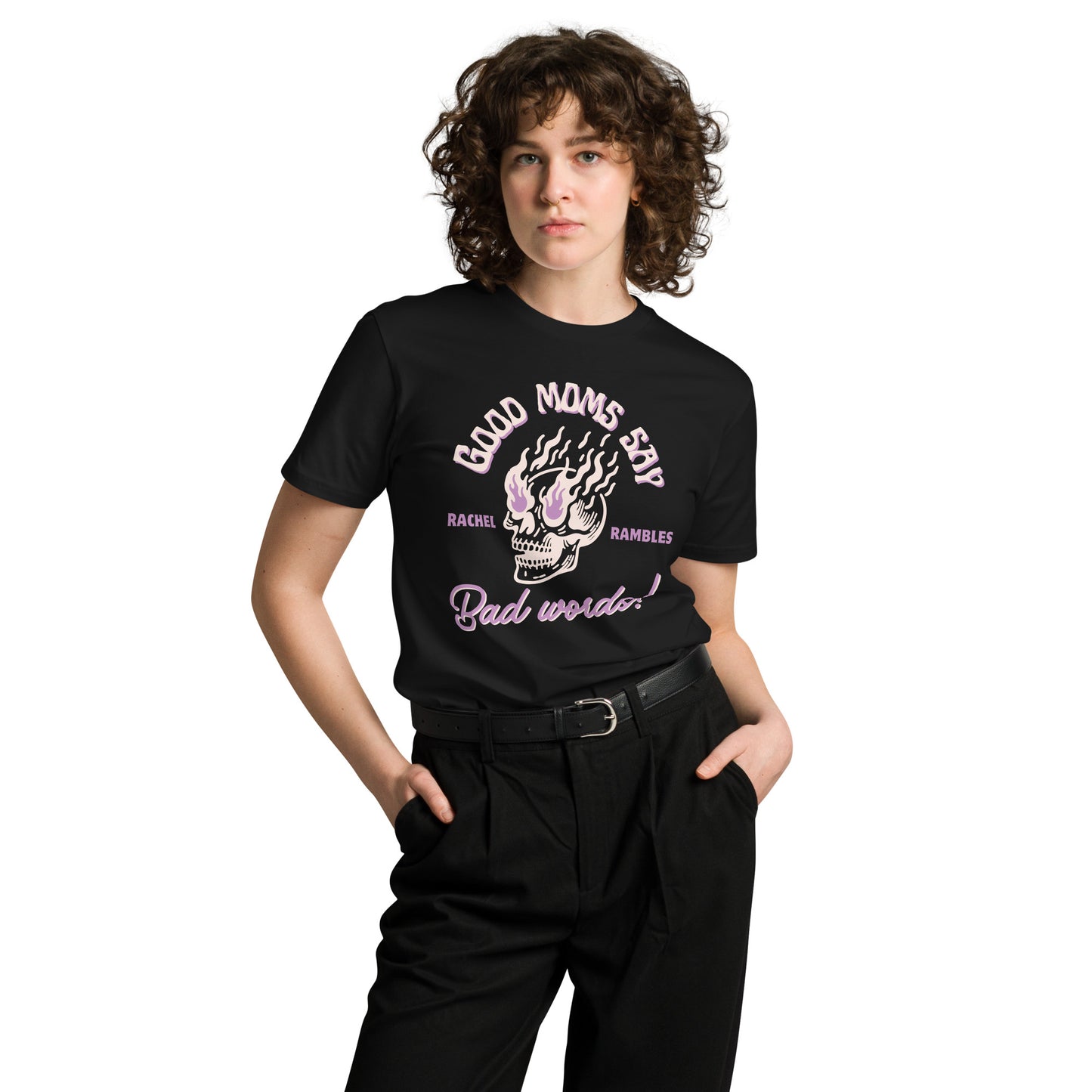 Good Moms Say Bad Words T-shirt - Tan/Purple